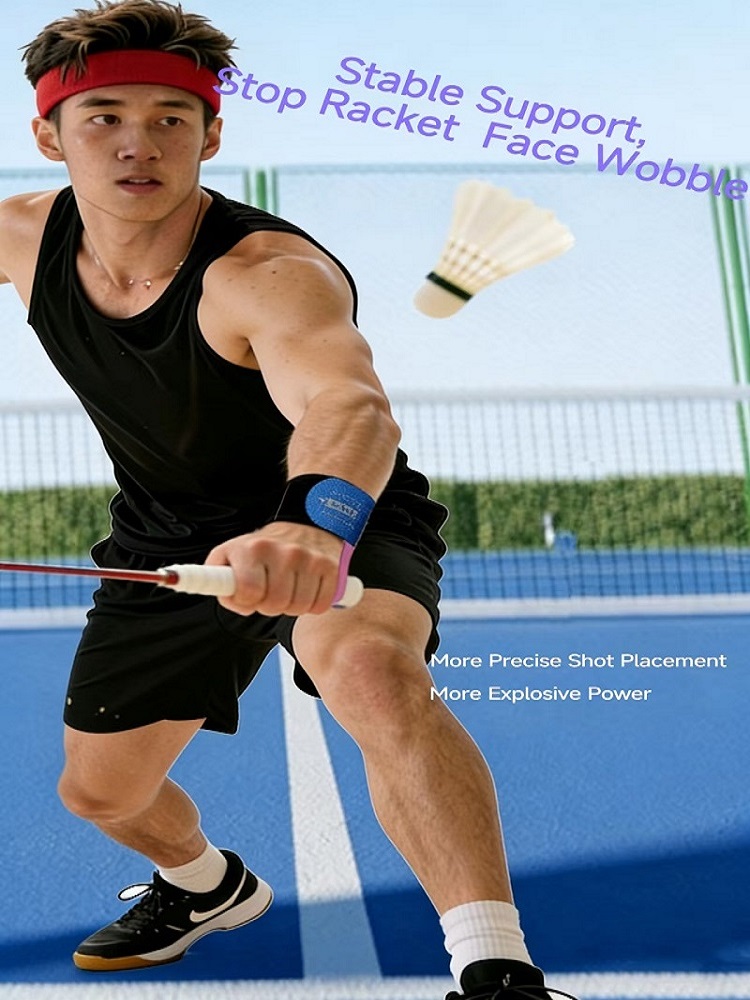 Badminton Court - 左手用バドミントンリストサポートトレーナー、様々な手のサイズに対応、強力なサポートで安定したスイングと正確なショットを実現