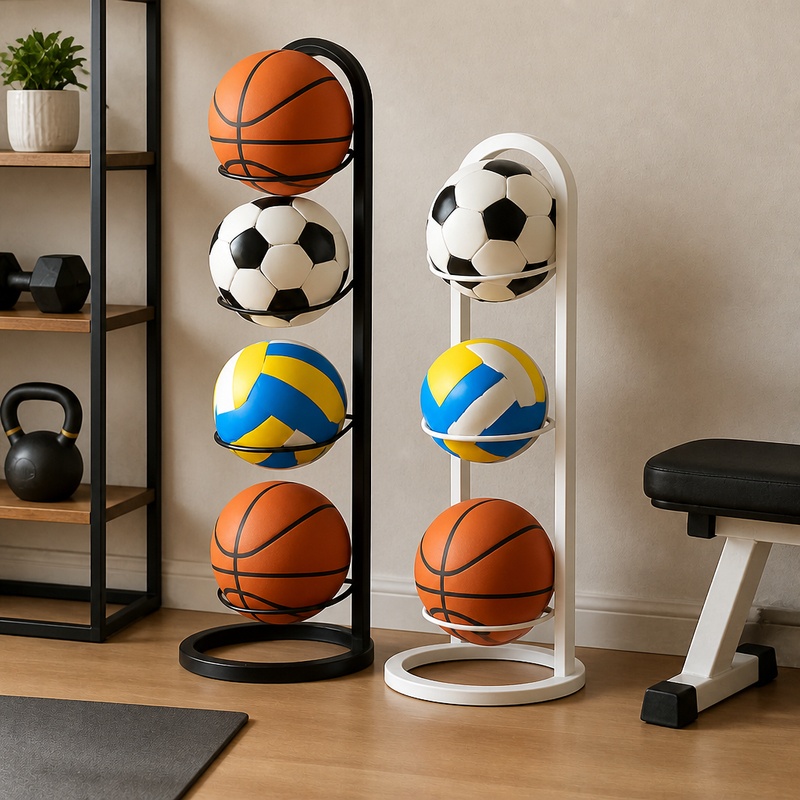 Badminton Zone - 頑丈な屋内用金属製収納棚、バスケットボール、フットボール、バレーボールの整理用2～5段構造