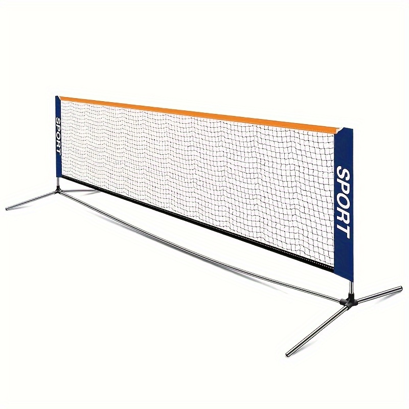 Badminton Photo - ポータブル3Mミニピクルボール多用途テニスバドミントントレーニングネットクイックセットアップ軽量折りたたみ式PE生地フレームなし