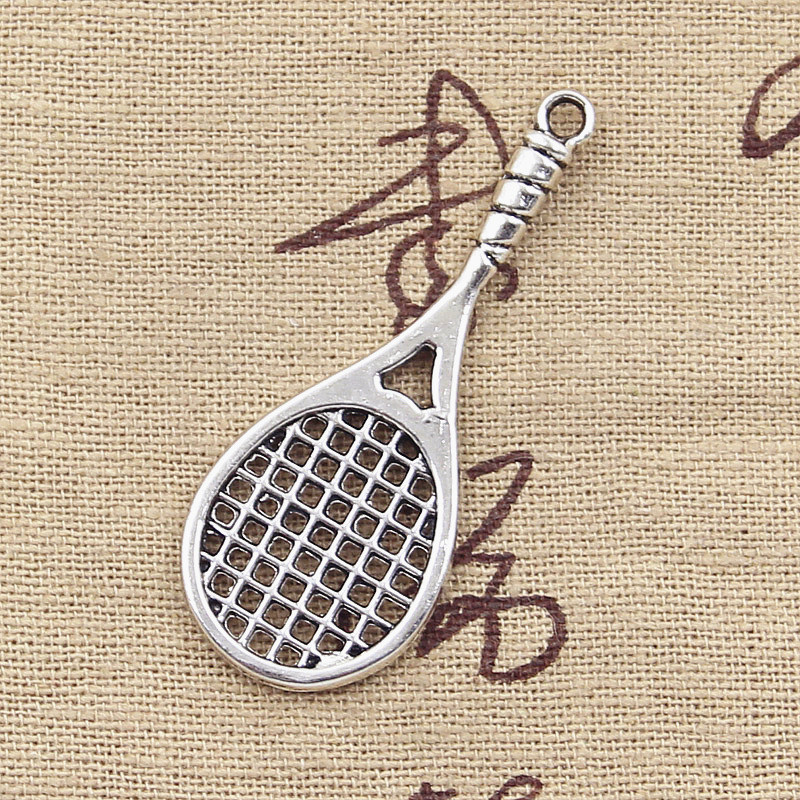 Badminton Photo - 6個チャームバドミントンテニスラケット48 × 19ミリメートルアンティーク作るペンダントフィット、ヴィンテージチベットブロンズシルバー色、diy手作りジュエリー